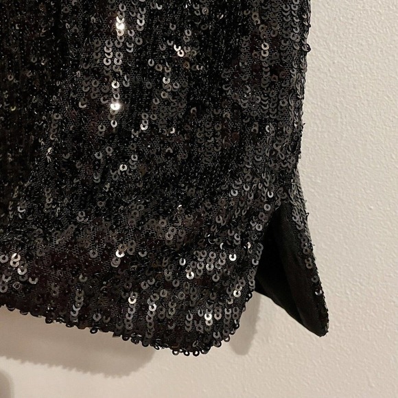 H&M Womens Size XS Sequin Pop Over Party Evening Top Black Short Sleeve … - Picture 3 of 7